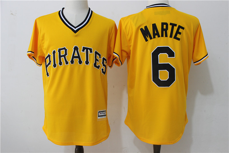 2017 MLB Pittsburgh Pirates #6 Marte Yellow Throwback Game Jerseys